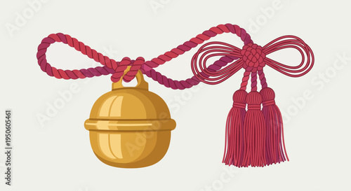 Golden Bell with Red Tassels and Rope Decoration
