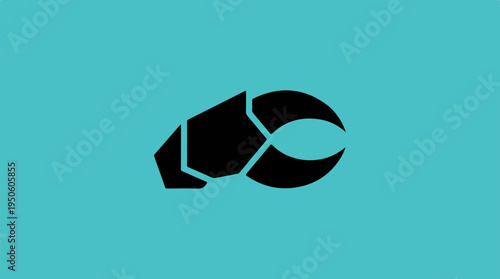 Abstract black claw on a teal background.