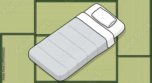 Cozy Sleeping Bag on Tatami Mat: Simple Comfort and Relaxation