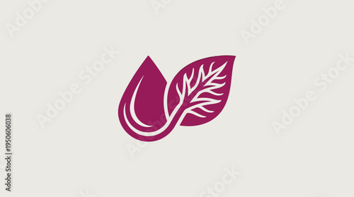 Blood drop and leaf logo design for natural health.