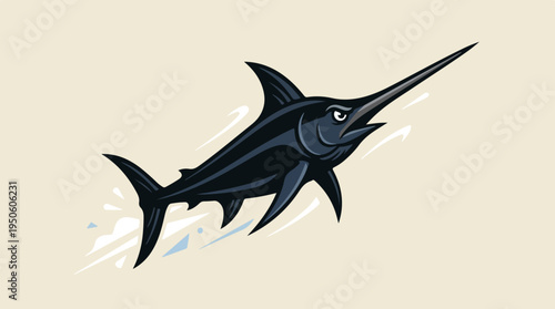 Dynamic Swordfish Illustration with Striking Details.