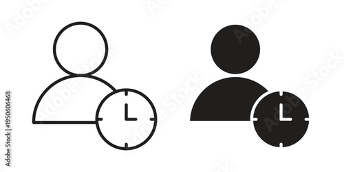 User time icon concept. Glyph and line vector illustrations on white background