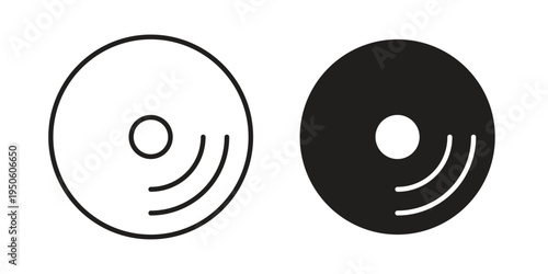 Vinyl icon concept. Glyph and line vector illustrations on white background