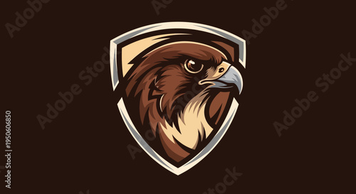 Powerful falcon head logo illustration in a classic shield emblem, representing strength, speed, and determination.