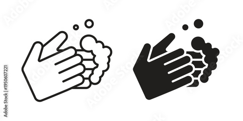 Wash your hands icon concept. Glyph and line vector illustrations on white background