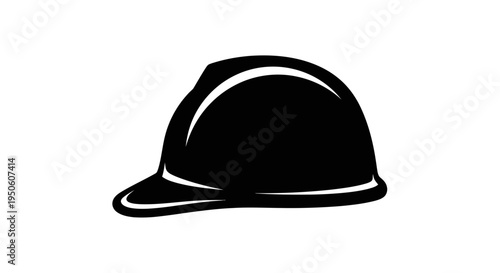 Silhouette of a safety hard hat for construction workers, engineers, and industrial sites. Simple black and white icon.