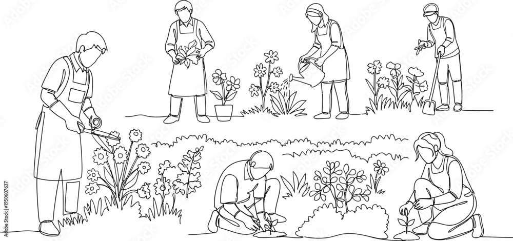Obraz premium people gardening together outdoors