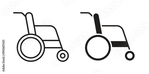 Wheelchair icon concept. Glyph and line vector illustrations on white background