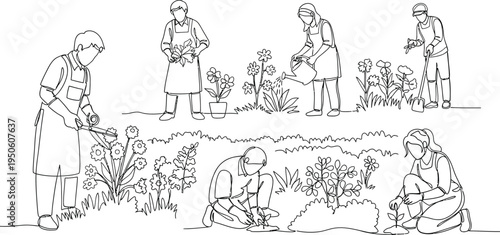 people gardening together outdoors