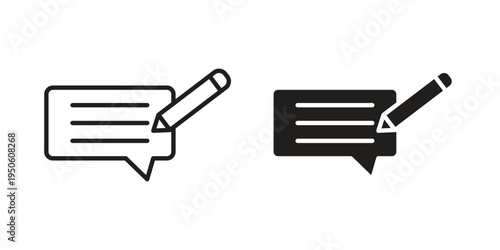 Write comment icon concept. Glyph and line vector illustrations on white background