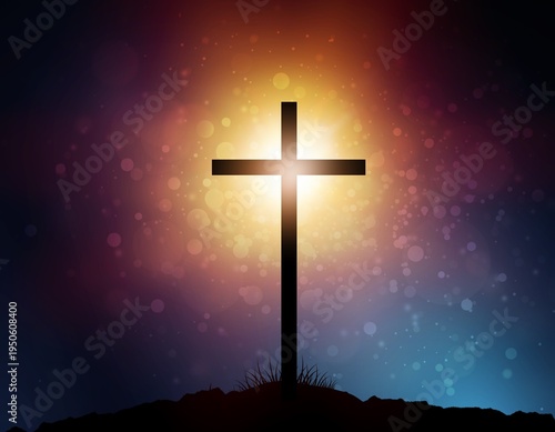 The silhouette of wooden cross, Christian religion