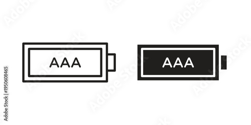 AAA battery icon illustration for web design. filled flat icons