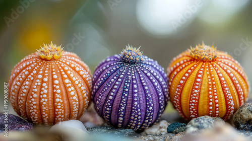 Wallpaper Mural Vibrant sea urchins on rocks colorful purple and orange marine life oceanic decor nature's beauty underwater world inspiration Torontodigital.ca