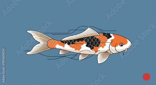 Vibrant Koi Fish Swimming in Clear Water, Japanese Carp, Aquatic Life