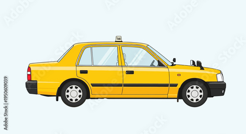 Yellow Japanese Taxi Car - Side View Illustration