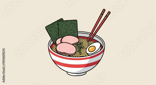 Delicious Ramen Bowl with Pork Slices, Egg, and Seaweed - Japanese Cuisine