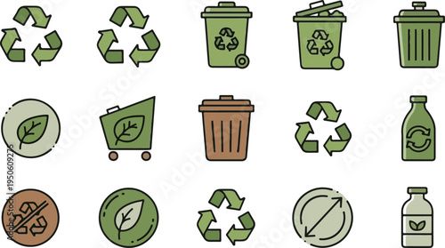 Recycling and zero waste set recycling symbols zero waste eco friendly