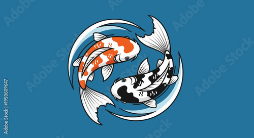 Yin Yang Koi Fish Symbolizing Balance and Harmony in Water