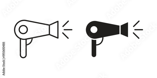 Blow dryer icon illustration for web design. filled flat icons