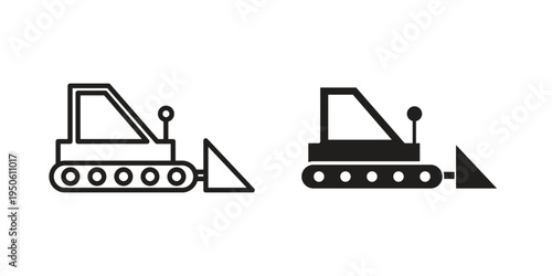 Bulldozer icon illustration for web design. filled flat icons