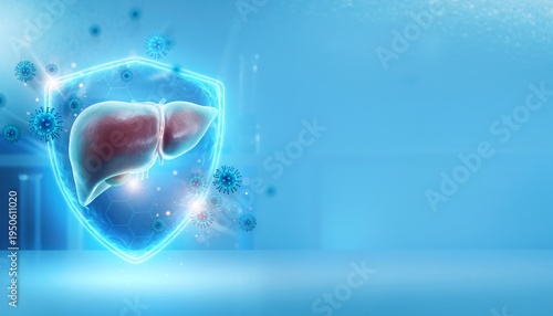 Liver health and protection concept with glowing organ.