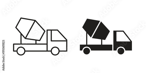 Cement truck icon illustration for web design. filled flat icons