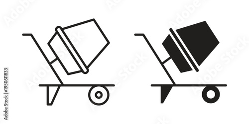 Cement mixer icon illustration for web design. filled flat icons