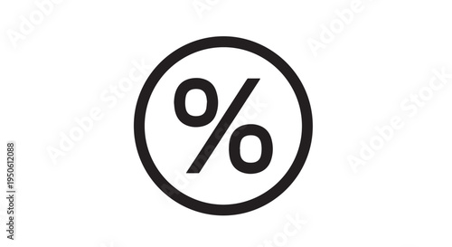 Black and white vector graphic illustration of a modern percentage symbol inside a clean circular frame