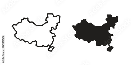 China map icon illustration for web design. filled flat icons