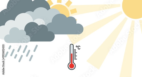 weather forecast icon, sunny and rainy