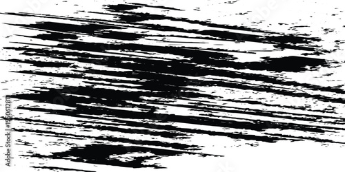 Straight line vector brush strokes. Black hand drawn stripes, smears. Chinese or Japanese calligraphy brushstrokes set. Rough grunge thick paint line texture. Vector sketch rectangle text boxes