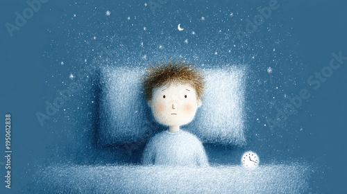 Chronic insomnia concept showing long nights fatigue and mental exhaustion