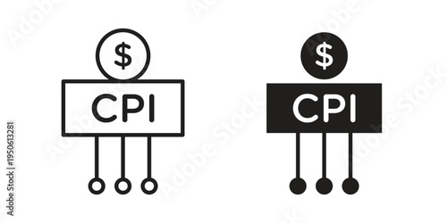 Consumer prices index icon illustration for web design. filled flat icons