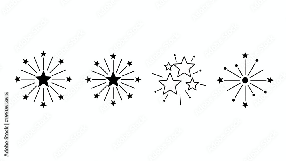 Obraz premium A Collection of Starburst and Sparkle Icons, Celebrating Achievements and Special Occasions