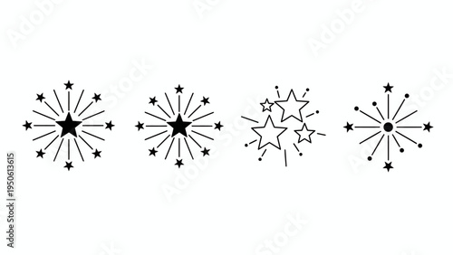 A Collection of Starburst and Sparkle Icons, Celebrating Achievements and Special Occasions