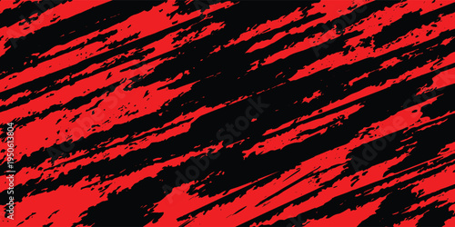 Straight line vector brush strokes. Black hand drawn stripes, smears, whit red background. Chinese or Japanese calligraphy brushstrokes set. 