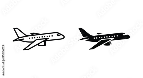 Airplane Icon Aviation Vector Commercial Flight Symbol