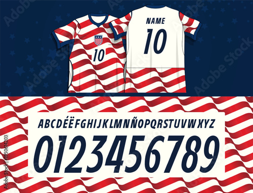 Modern athletic number and alphabet set with clean geometry and bold rhythm, created for football jerseys, sports branding, apparel graphics, posters and dynamic editorial design systems