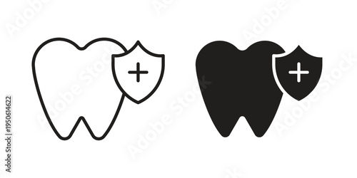 Dental insurance icon illustration for web design. filled flat icons