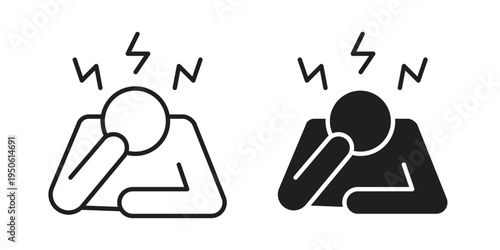 Depression icon illustration for web design. filled flat icons