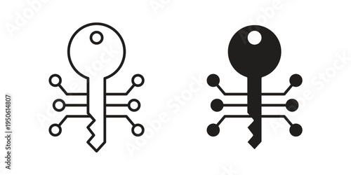 Digital key icon illustration for web design. filled flat icons