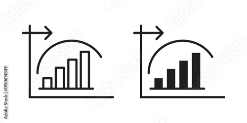 Diminishing returns icon illustration for web design. filled flat icons
