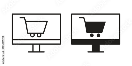 E commerce platform icon illustration for web design. filled flat icons