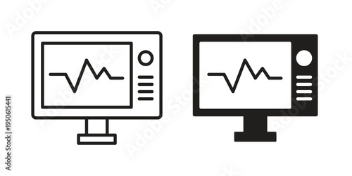 EKG monitor icon illustration for web design. filled flat icons