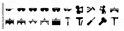 Construction Tools and Equipment Silhouettes Collection Set - Construction Tools and Equipment Silhouettes Collection Set