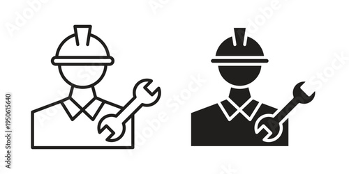 Engineer icon illustration for web design. filled flat icons