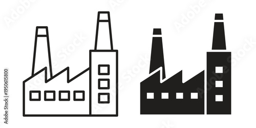 Factory icon illustration for web design. filled flat icons