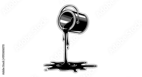 black paint pouring from a bucket