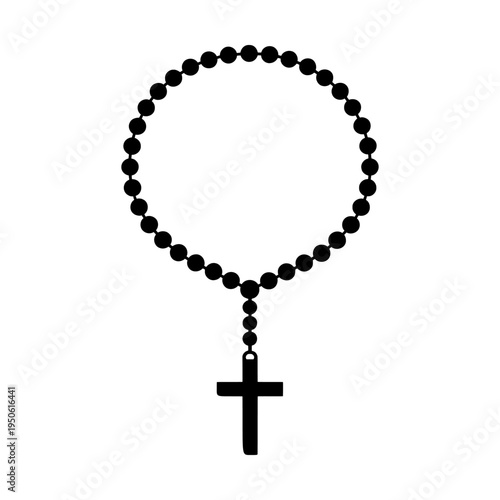 Rosary beads with a hanging cross, illustrating Catholic tradition and prayer for religious and spiritual symbolism