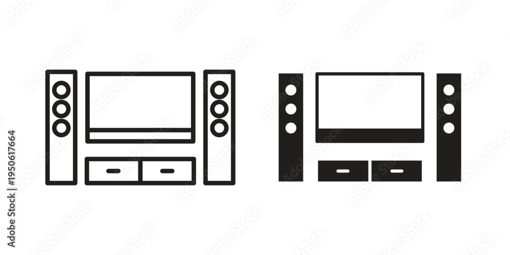 Fototapeta premium Home cinema icon illustration for web design. filled flat icons